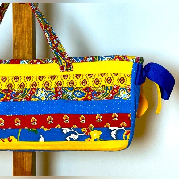 Vibrant & Colorful Art to Wear Beach Tote Bag with Fabric-Covered Button Closure - Picture 9 of 13